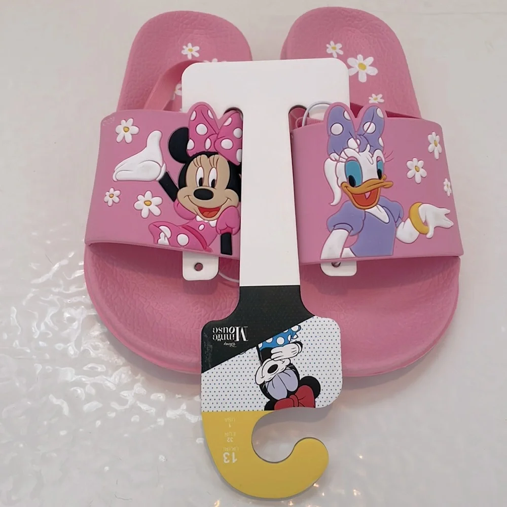 🆕 Disney Minnie Mouse & Daisy Duck Ltd Edition Kids Slide Sandals w/Strap